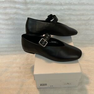 COS Black Leather Ballet Flat Mary Jane 39 8.5-9